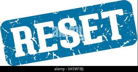 Stempel zurücksetzen. Rechteckiges Zeichen auf transparentem Hintergrund isoliert zurücksetzen Stock Vektor