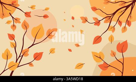 Herbstzweige mit orangefarbenen Blättern Illustration Vektor Stock Vektor