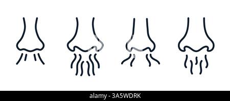 Nasenlinie Symbol Vektor-Illustration. Nasengeruch menschliche Zeichentricklinie Symbol. Stock Vektor