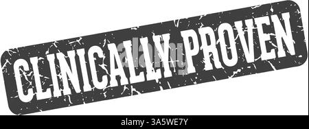 Klinisch bewährter Stempel. Klinisch bewährtes rechteckiges Zeichen isoliert auf transparentem Hintergrund Stock Vektor