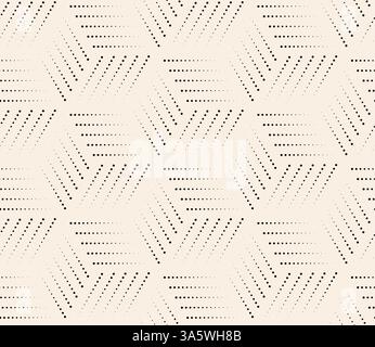 Schwarzer beigefarbener Würfelhintergrund. Nahtloses Muster mit gepunkteten Linien. Geometrischer Vektorwürfel mit nahtloser Textur. Stock Vektor