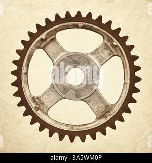 Retro-Design eines alten verwitterten Zahnrads Stockfoto