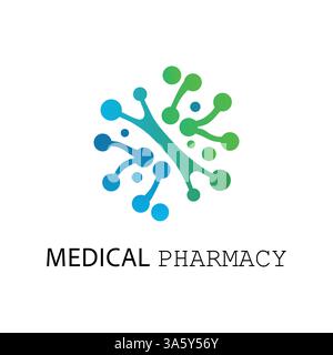 Logo-Design für probiotische Bakterien. Gesunder Nährstoff für die Therapie. Stock Vektor