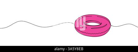 Kontinuierliche Linienzeichnung des Babyschwimmrings. Eine Linienzeichnung. Vektorillustration isolierter weißer Hintergrund. Stock Vektor