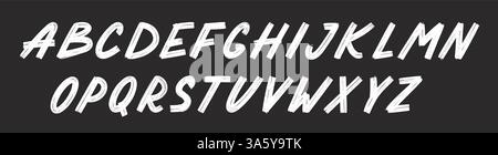 Pinsel Schriftart Buchstabe Buchstabe Alphabet. Handgezeichnete Typografie Kreide Pinsel Alphabet. Handgeschriebener Text mit Kreideschrift und Textur. Vektorabbildung. Stock Vektor