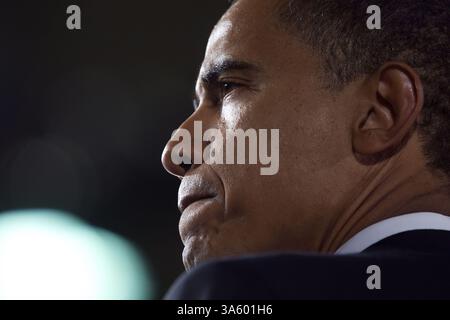 10. Juli 2008: Der demokratische Präsidentschaftskandidat Barack Obama, D-Ill., spricht am Donnerstag, 10. Juli 2008 in Fairfax, Virginia. (Chuck Kennedy/MCT) (Bild: © Chuck Kennedy/MCT/ZUMAPRESS.com) Stockfoto