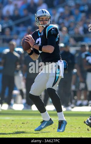 14. Dezember 2014: Carolina Panthers Quarterback Derek Anderson #3 während des NFL Football-Spiels zwischen den Tampa Bay Buccaneers und den Carolina Panthers im Bank of America Stadium in Charlotte, NC. (Bild: © Evan Pike/Cal Sport Media/ZUMAPRESS.com) Stockfoto
