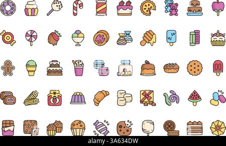 Desserts Süßigkeiten Icons hochwertige Vektor-Icons-Kollektion mit editierbarer Kontur. Ideal für professionelle und kreative Projekte. Stock Vektor