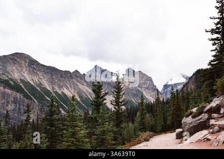 Wanderweg umgeben von Bergen Stockfoto