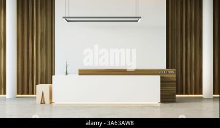 Moderner Rezeptionstresen. 3D-Rendering Stockfoto