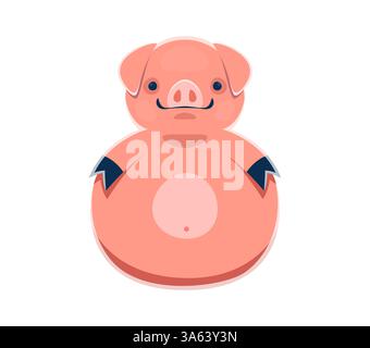 Bauernhof Schriftart des Zeichentrickschweins für Zahlenschrift, Vektor lustige Ziffer. Bauernhofschriftnummer 8 oder 8 als Schwein für Rinderzucht oder Landwirt Landwirtschaft Typ und Kinder lustige numerische Buchstaben Schrift Stock Vektor