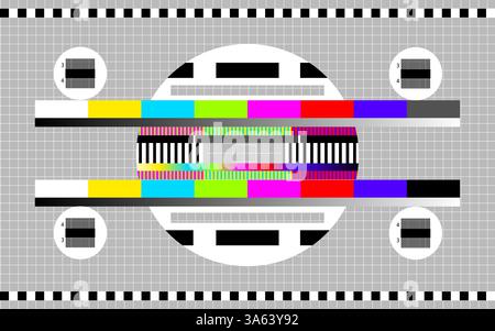 tv-Bildschirm ohne Signal. Alter Monitor Broadcast Empfang, Retro TV Test statische Fehler Glitch Bar Video Effekt Ausstellung Programm Muster Hintergrund, klassische Vektor Illustration Original Artwork Stock Vektor