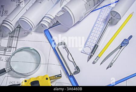 Nahansicht der Architect-Tools Stockfoto