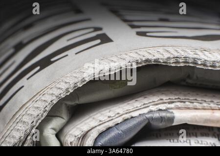 Haufen von Zeitungen Nahaufnahme Makroaufnahme Stockfoto