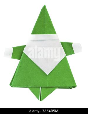Santa Claus Papier gemacht. Origami Weihnachtsmann weiß isoliert Stockfoto