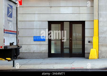 Eintritt für General Delivery, New York, NY. An der W 29th und 9th Ave. General Delivery ist ein Postdienst für Einzelpersonen ohne permanente Adresse. Stockfoto