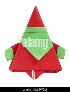 Santa Claus Papier gemacht. Origami Weihnachtsmann weiß isoliert Stockfoto