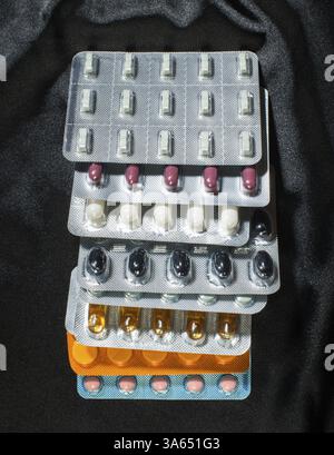 Blister mit Pillen. Nahaufnahme Stockfoto