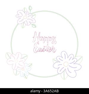 Minimalistischer Osterrahmen mit floralem Umriss Stock Vektor