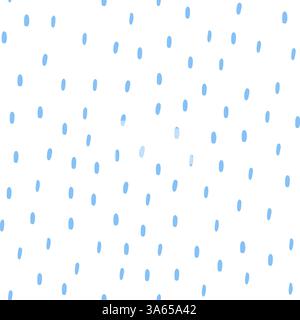 Einfaches Regenmuster. Kleiner Strich. Nahtloses Muster blauer Wassertropfen auf weißem Hintergrund. Vektorabbildung Stock Vektor