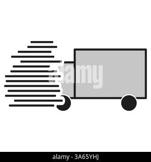 Symbol für schnelle Zustellung. Vektor des Geschwindigkeitswagens. Form für Expressversand. Kontrast Schwarz und Grau. Stock Vektor