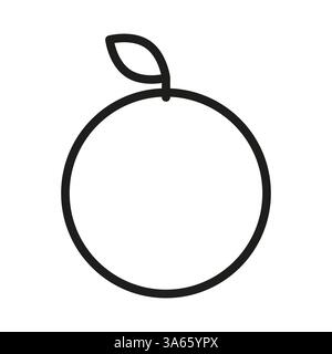 Einfaches orangefarbenes Symbol. Schwarze Umrandung mit einem Blatt. Minimalistische geometrische Form. Saubere Vektorkonstruktion. Stock Vektor