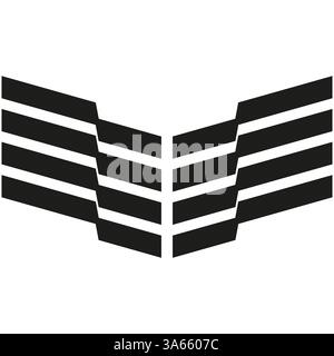 Chevron-Streifen-Symbol. Symbol für militärische Rangfolge. Layered Winkelmuster. Vektordesign. Stock Vektor