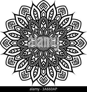 Schöne florale Muster Mandala Kunst isoliert auf einem weißen Hintergrund, Dekorationselement für Meditationsposter, Yoga, Banner, Henna, Einladung, Abdeckung Stock Vektor