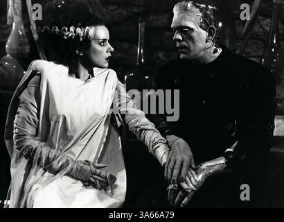 VERÖFFENTLICHT: 22. April 1935 - Film Originaltitel: Bride of Frankenstein. IM BILD: ELSA LANCHESTER, BORIS KARLOFF. Stockfoto