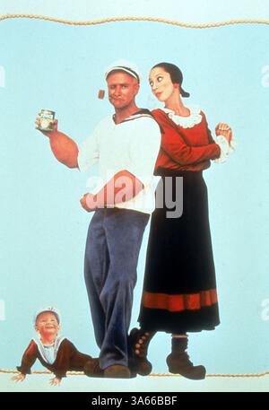 ERSCHEINUNGSDATUM: 12. Dezember 1980 FILMTITEL: Popeye STUDIO: Paramount Pictures REGISSEUR: Robert Altman PLOT: Der Matrosenmann reist in eine Stadt namens Sweet Haven, verliebt sich in Olive Oyl, adoptiert Swee' Pea und macht mit Bluto einen Feind Pictures (Abbildung: © Paramount Pictures/Entertainment Pictures/ZUMAPRESS.com) Stockfoto