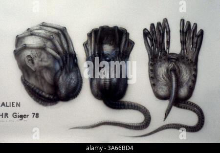 10. Juli 1979; London, UK; Original-Artworks für die Sci-Fi-Thriller von H.R. Giger getan "Alien: The Directors Cut" unter der Regie von Ridley Scott. Stockfoto