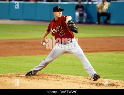 17. September 2008: Der Houston Astros Pitcher Brandon Backe (41) spielt im ersten Inning gegen die Florida Marlins. Die Marlins besiegten die Astros mit 14:2, am Mittwoch, den 17. September 2008, im Dolphin Stadium in Miami, Florida. (Gaston de Cardenas/El Nuevo Herald/MCT) (Kreditbild: © Gaston de Cardenas/MCT/ZUMAPRESS.com) Stockfoto