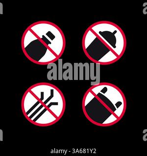 Verbotene Schilder, verbotene runde Aufkleber, Vektorsymbole Stock Vektor