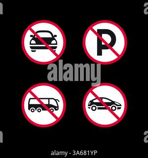 Verbotene Schilder, verbotene runde Aufkleber, Vektorsymbole Stock Vektor