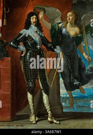 König Ludwig XIII. Gekrönt von Victory, Belagerung von La Rochelle 1628 Philippe de Champaigne 1602–1674 französischer Barockmaler. Louvre France Fine Art Museum Paris. Stockfoto