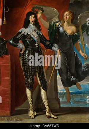 König Ludwig XIII. Gekrönt von Victory, Belagerung von La Rochelle 1628 Philippe de Champaigne 1602–1674 französischer Barockmaler. Louvre France Fine Art Museum Paris. Stockfoto