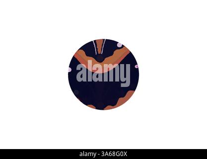 Ein kreisförmiges Design mit auffälligen, fließenden Linien und einer Mischung aus dunklen und warmen Farbtönen sorgt für ein abstraktes und auffälliges Muster. Klassische Kunst mit einem modernen Touch, neu interpretiert von Artotop, verwandeltes griechisches Ornament und etruskisches Ornament Stockfoto