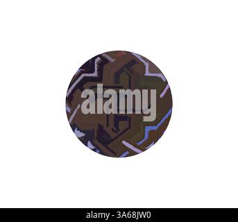 Ein kreisförmiges Design mit abstraktem Muster mit ineinander verflochtenen Linien und Formen, das eine Mischung aus Erdtönen und dezenten Texturen bietet. Klassische Kunst mit modernem Touch, neu interpretiert von Artotop, transformiertes maurisches Ornament Stockfoto