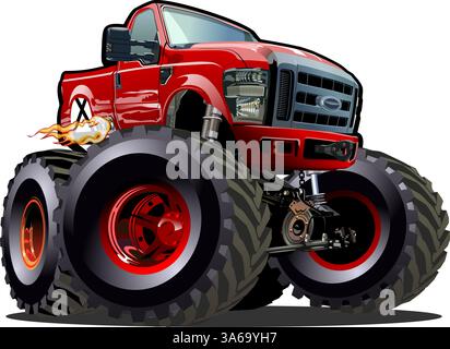 Cartoon Monster Truck. Verfügbare EPS-10, getrennt durch Gruppen und Ebenen, mit Transparenzeffekten für die Neufärbung mit einem Klick Stock Vektor