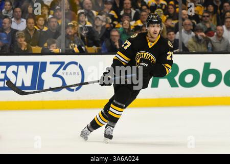 24. November 2014: Boston, Massachusetts, USA: Dougie Hamilton (27), Verteidiger der Boston Bruins, während des Spiels zwischen den Pittsburgh Penguins und den Boston Bruins im TD Garden in Boston, Massachusetts. Pittsburgh besiegte Boston 3-2 in Überstunden. Eric Canha/CSM(Bild: © Eric Canha/Cal Sport Media/ZUMAPRESS.com) Stockfoto