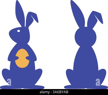 Set mit Hase-Silhouette. Happy easter Hase Vektor-Symbol isoliert auf weißem Hintergrund. Stock Vektor