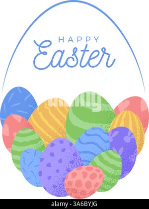 Vorlage für Osterbanner. Feiern Sie mit einem kreativen Happy Easter-Vektor-Design, das mit großen Eiern gefüllt ist. Ideal für Einladungen, Anzeigen, Branding, Karten, Cover, Stock Vektor