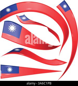 Flaggenset Elemente von taiwan. Isoliert auf weißem Hintergrund Vektorillustration Stock Vektor