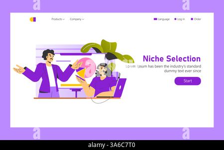 Entscheidungsszene. Diese Abbildung stellt eine Umgebung für die Zusammenarbeit dar, in der Entscheidungen durch visuelle Präsentationen und Diskussionen getroffen werden. Es zeigt verschiedene Personen, die sich für den Austausch von Einblicken und Daten einsetzen. Vektorabbildung. Stock Vektor