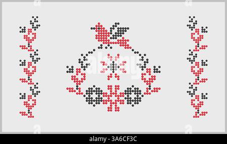 Traditionelle südukrainische Stickerei und Perlen Kunstmuster, ethnische Botanik und Vogelschmuck Vyshyvanka Stockfoto