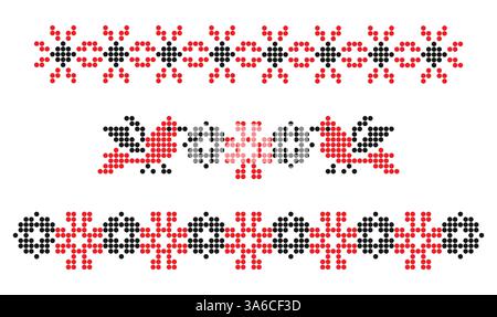 Vyshyvanka traditionelles Stickmuster aus der südlichen Ukraine, ethnische Botanik und Vogelschmuck Stockfoto