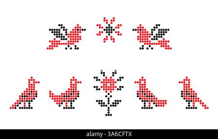 Vögel traditionelle Stickerei aus der Südukraine, ethnisches Dekorationsmuster Stockfoto