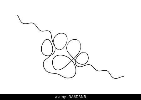 Hund Pfoten Fußabdruck durchgehende einzeilige Zeichnung Kunst Vektor Design Stock Vektor