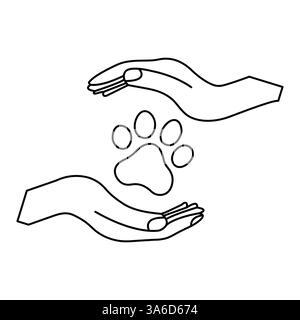 Hund Pfoten Fußabdruck durchgehende einzeilige Zeichnung Kunst Vektor Design Stock Vektor