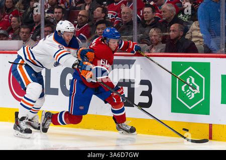 12. FEBRUAR 2015: Christian Thomas #60 und der Verteidiger Martin Marincin #85 von Montreal Oilers kämpfen um den Puck während eines NHL-Spiels zwischen den Edmonton Oilers und den Montreal Canadiens im Bell Centre in Montreal, Quebec, Kanada. Philippe Bouchard/CSM(Bild: © Philippe Bouchard/Cal Sports Med/Cal Sport Media/ZUMAPRESS.com) Stockfoto